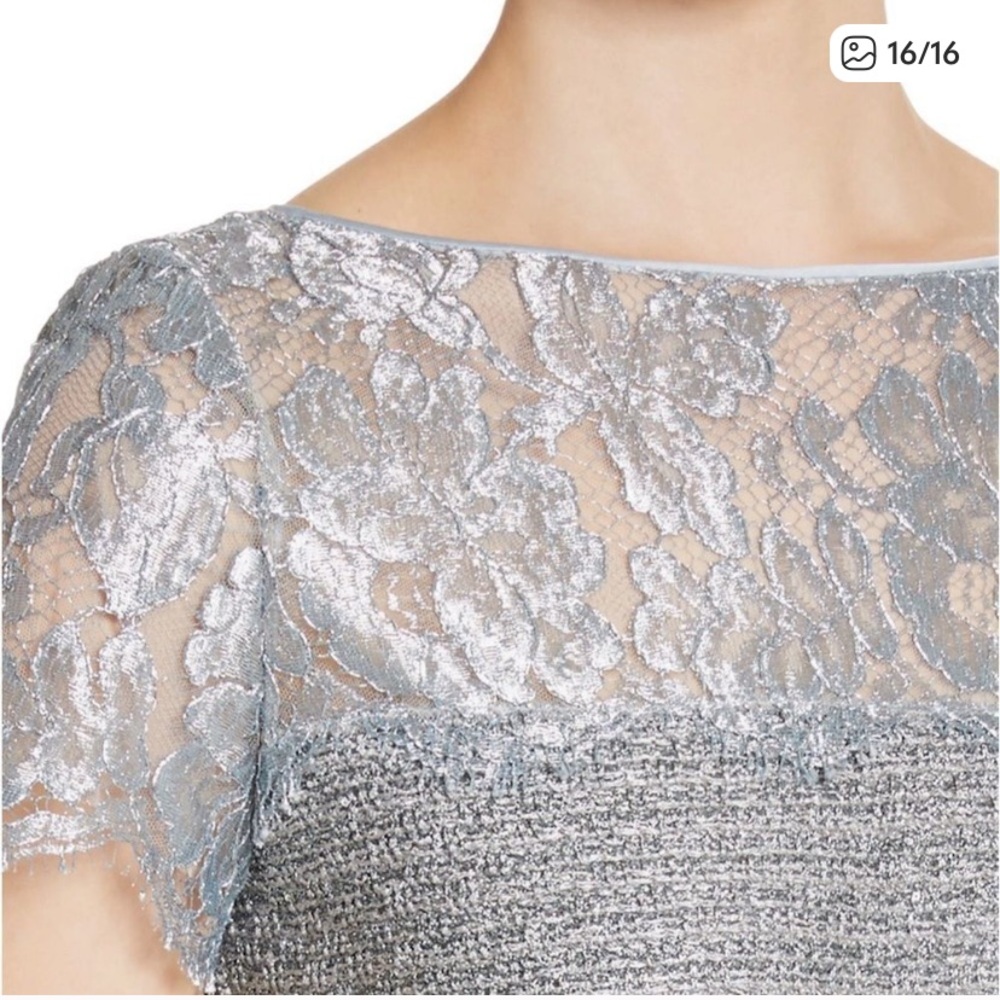 St John Metallic Sequined Knit Cocktail Sheath Midi Dress In Gunmetal Size 8 - Picture 2 of 3